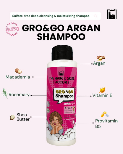 GRO&GO Argan Shampoo - Sulfate Free - 380 ml