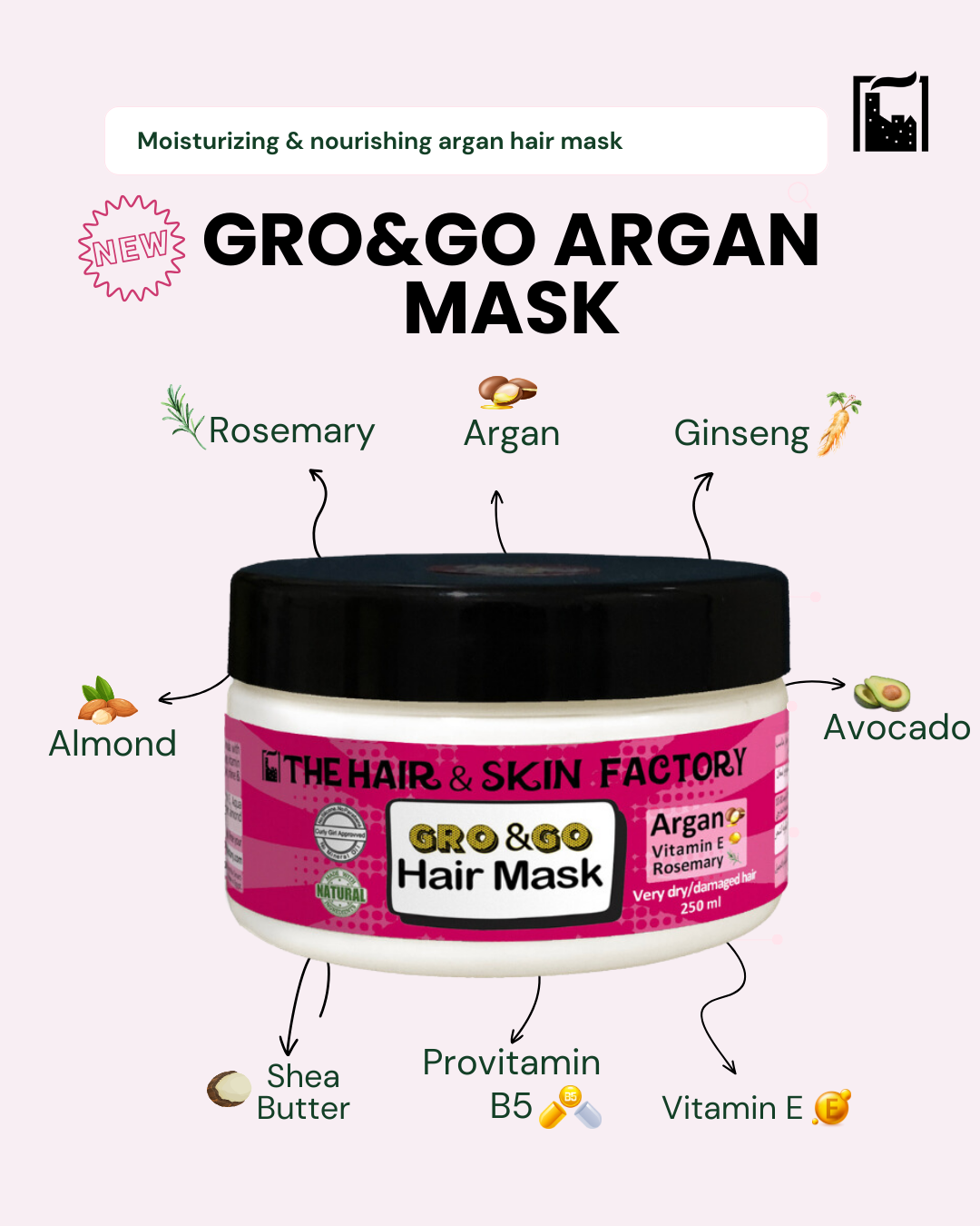 GRO&GO Argan Hair Mask- 275 ml